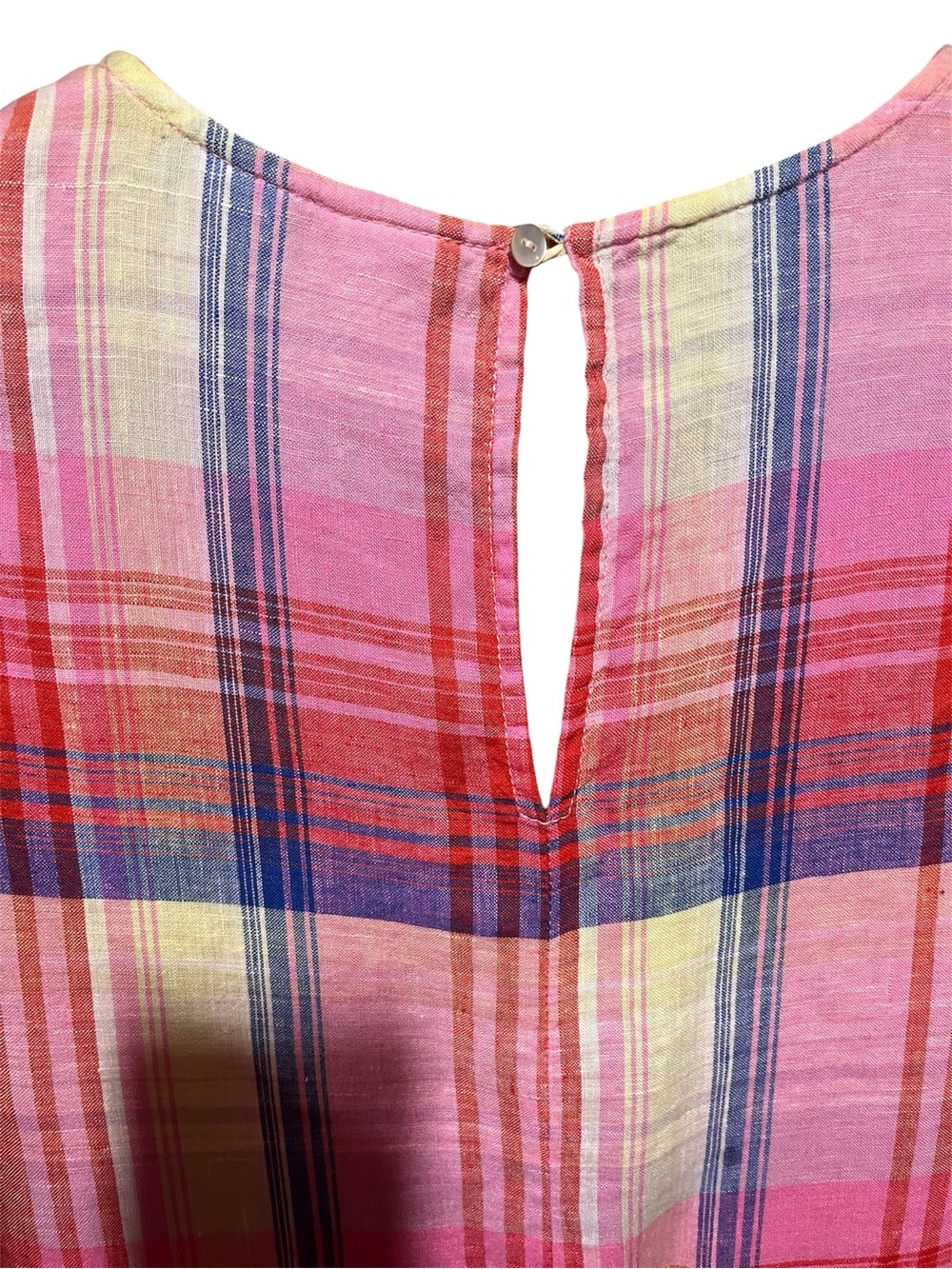 C&C California 100% Linen Pink, Red & Green Plaid Shift Tank Dress Large - Picture 4 of 9